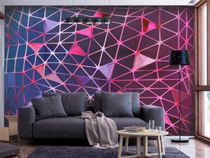 Fototapeta Geometrická síť - spojení trojúhelníků v odstínech fialové a růžové