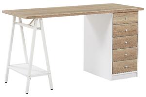 Pracovní stůl HEBER Hnědá/Bílá 140 cm 60 cm se zásuvkami