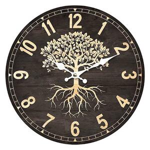 Autronic Nástěnné dřevěné hodiny Tree, 34 cm