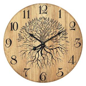 Autronic Nástěnné dřevěné hodiny Tree, 34 cm
