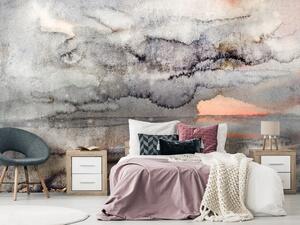 Fototapeta Abstraktní krajina - mořská krajina s oblaky v akvarelovém stylu