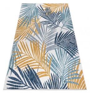 Koberec SISAL COOPER palmové listy, tropický 22258 ecru / tmavě modrá velikost 180x270 cm | krásné koberce cz