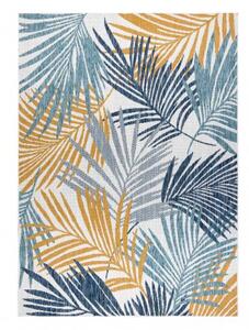 Koberec SISAL COOPER palmové listy, tropický 22258 ecru / tmavě modrá velikost 120x170 cm | krásné koberce cz