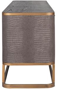 Šedo zlatý koženkový TV stolek Richmond Classio 200 x 43 cm
