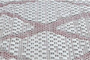 Koberec SISAL SION MŘÍŽ 22129 ploché tkaní ecru / růžový velikost 160x220 cm | krásné koberce cz