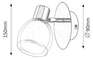 Rabalux 6835 Dave - Bodové svítidlo s vypínačem, 1 x E14 (Klasická jednobodovka s naklápěcím stínidlem, vypínačem a dvojatým sklem)