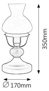 Rabalux 7072 PETRONEL - Rustikální stolní lampa 1 x E27, výška 35cm (Stolní lampa s prvky dřeva a designu petrolejové lampy)