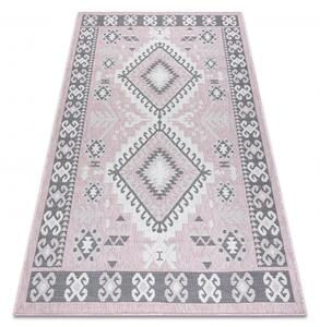 Koberec SISAL SION aztécký 3007 ploché tkaní růžový / ecru velikost 140x190 cm | krásné koberce cz