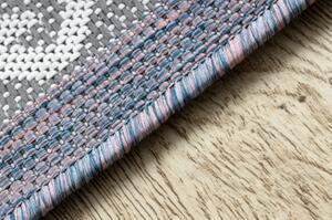 Koberec SISAL SION aztécký 3007 ploché tkaní modrý / růžový / ecru velikost 160x220 cm | krásné koberce cz