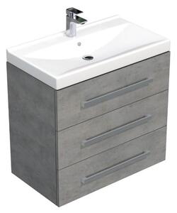 Koupelnová skříňka s umyvadlem SAT Cube Way 80x76,5x46 cm beton mat CUBE46803BEVER