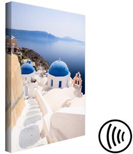 Obraz Slunná krajina Santorini - krajina s mořem a řeckou architekturou