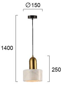 Lustr na lanku MARBLE 1xE27/60W/230V zlatá/bílá/dekor mramoru
