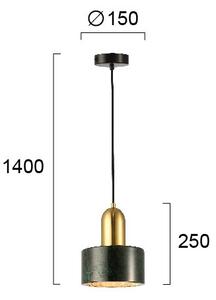 Lustr na lanku MARBLE 1xE27/60W/230V zlatá/zelená/dekor mramoru