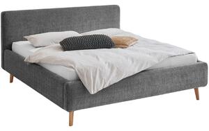 Antracitově šedá látková dvoulůžková postel Meise Möbel Mattis 180 x 200 cm s úložným prostorem