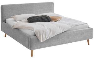 Šedá látková dvoulůžková postel Meise Möbel Mattis 160 x 200 cm s úložným prostorem