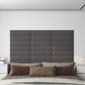 Nástěnné panely 12 ks šedé 60 x 15 cm umělá kůže 1,08 m²