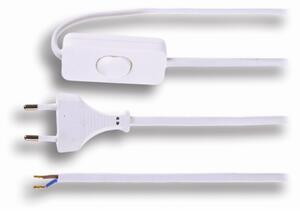 SOLIGHT Flexo šňůra 3m, 2 x 0,75mm2, bílá, plochá, vypínač
