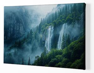 Obraz na plátně - Skalní vodopády za mlžného rána FeelHappy.cz Velikost obrazu: 150 x 100 cm