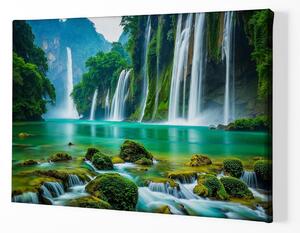 Obraz na plátně - Velké vodopády v džungli FeelHappy.cz Velikost obrazu: 150 x 100 cm