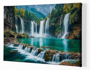 Obraz na plátně - Malé velké vodopády v podzimních horách FeelHappy.cz Velikost obrazu: 90 x 60 cm