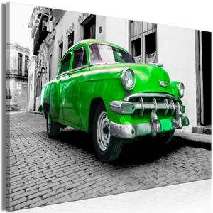 Obraz XXL Klasické kubánské auto (zelené)