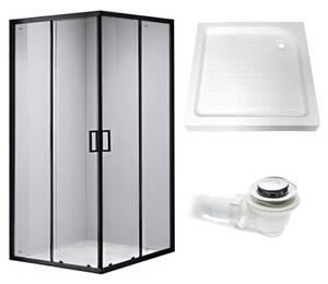 BPS-koupelny Čtvercový sprchový kout HYD-SK30B 90x90 černá/transparent + vanička HYD-SSV-SXL02B bílá