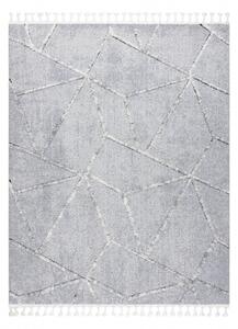 Koberec SEVILLA Z791C mozaika šedá / bílá střapce, Berber, Maroko, velikost 200x290 cm | krásné koberce cz