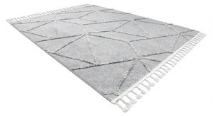 Koberec SEVILLA Z791C mozaika šedá / bílá střapce, Berber, Maroko, velikost 80x150 cm | krásné koberce cz