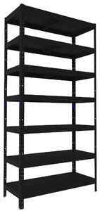 Regál do technické místnosti Biedrax 40 x 60 x 210 cm, černý, 7 polic plech, nosnost 100 kg na polici