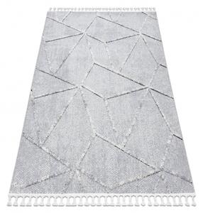 Koberec SEVILLA Z791C mozaika šedá / bílá střapce, Berber, Maroko, velikost 200x290 cm | krásné koberce cz