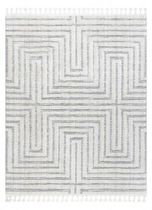 Koberec SEVILLA Z788A, bílá / šedá střapce, Labyrint řecký vzor, Be velikost 80x150 cm | krásné koberce cz