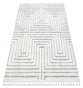 Koberec SEVILLA Z788A, bílá / šedá střapce, Labyrint řecký vzor, Be velikost 160x220 cm | krásné koberce cz