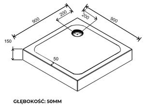 BPS-koupelny Čtvercový sprchový kout HYD-SK93B 90x90 chrom/transparent + vanička HYD-SSV-SXL02B bílá
