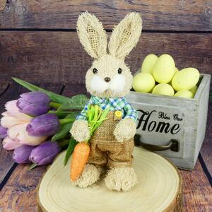 Jarní dekorace- textilní zajíček s mrkví, 22 cm
