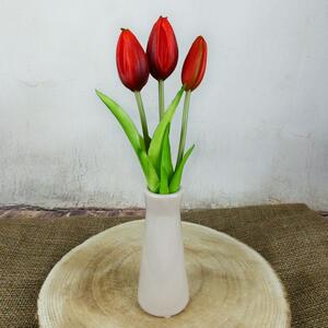 Umělé mini tulipány gumové- červené, svazek 3 ks, 24 cm