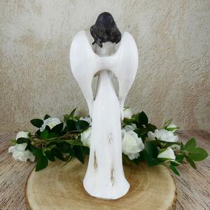 Krémová soška anděla s holubicí- 28 cm