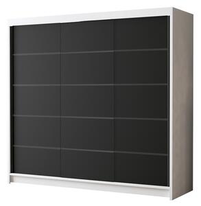 Šatní skříň LERMO 2, 200x215x58, bílá/černá