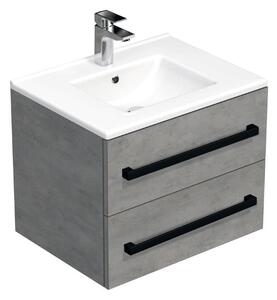 Koupelnová skříňka s černou úchytkou a umyvadlem SAT Cube Way 60x47,5x46 cm beton mat CUBE46C602BEMOD