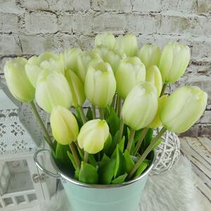 Umělé tulipány latexové krémově bílé, 39 cm- svazek 3 ks