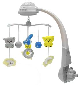 Kolotoč nad postýlku se světelným projektorem Baby Mix šedý