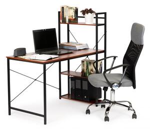 ModernHome Kancelářský psací stůl s regálem - hnědý, HG-04 WOOD
