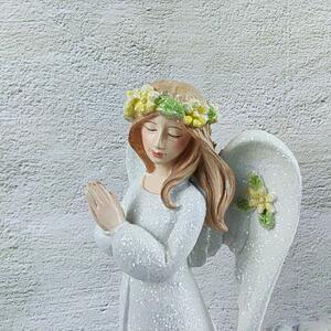 Andělka v bílých třpytivých šatech-20 cm