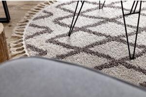 Kulatý koberec BERBER BENI krémový střapce, Maroko, Shaggy velikost kruh 160 cm | krásné koberce cz