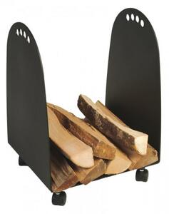 Koš na dřevo Lienbacher s kolečky - černá