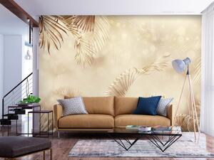 Fototapeta Zlatý koutek - kompozice glamour s exotickými listy s vzory