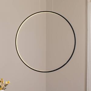 Milagro Lighting LED závěsné světlo Saturno vertikální, černé, Ø 80 cm, kov, Černá, Obývací pokoj / jídelna, Hliník, Moderní