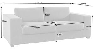 Moebel Living Modrá manšestrová trojmístná pohovka Fadema 220 cm