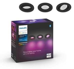PH 8720169318977 Hue WACA Centura podhledové LED svítidlo 3x GU10 5,7W 350lm 2000-6500K RGB kulaté IP20 černé - PHILIPS