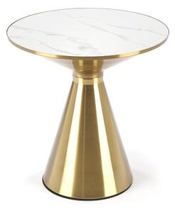 Přístavný stolek TRABICO bílý mramor/zlatá