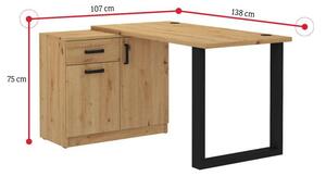 Psací stůl + komoda MALTA, 138x75x107, dub artisan